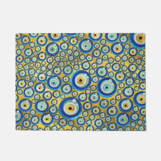 Paillasson Motif en verre bleu grec d'amulette d'oeil mauvais (Devant)