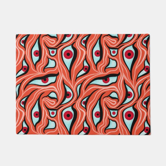 Paillasson Motif Evil Eyes - Abstrait Red Eyes sur Orange (Devant)