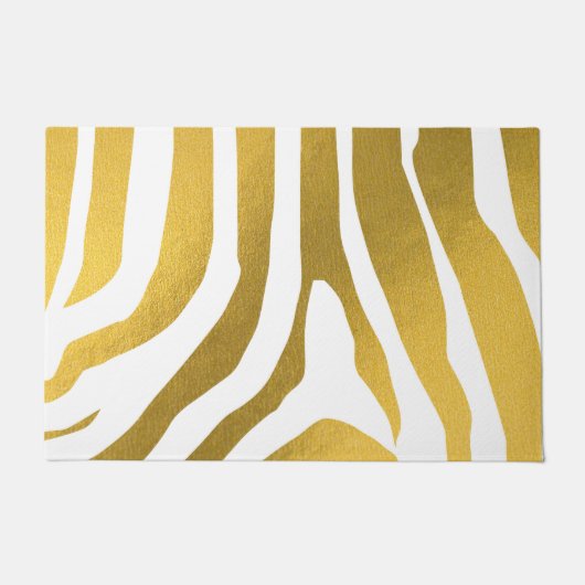 Paillasson Motif Faux Gold Zebra Print Stripes (Devant)