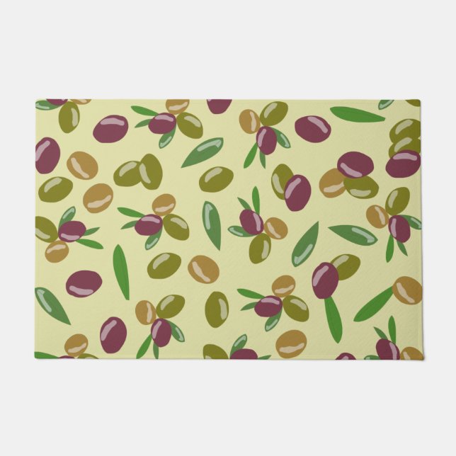 Paillasson Motif Feuille d'olive et d'olive rustique (Devant)