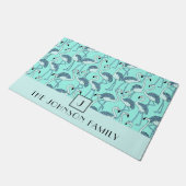 Paillasson Motif Flamant Monogramme Moderne (Incliné)