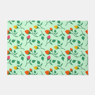 Paillasson Motif floral avec fleurs roses colorées