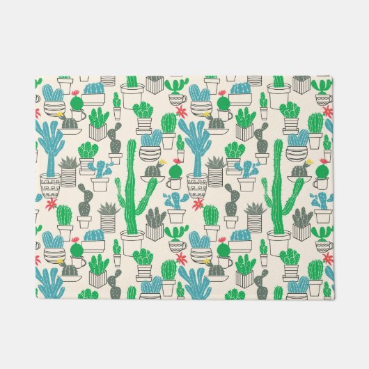 Paillasson Motif floral naturel mignon de cactus (Devant)