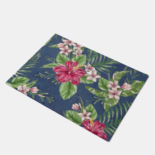 Paillasson Motif floral tropical d'Hawaï de couleurs (Incliné)