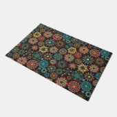 Paillasson Motif floral turquoise orangé moderne (Incliné)