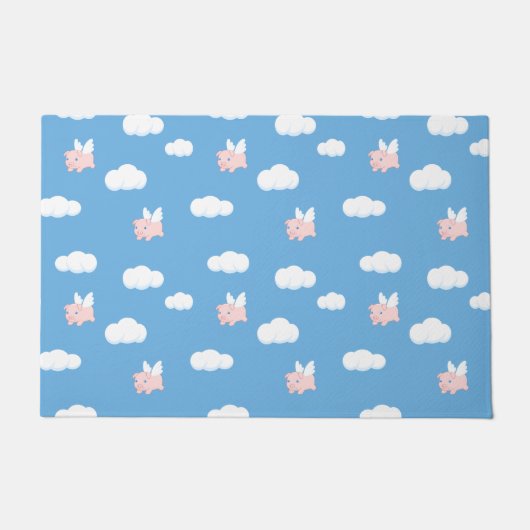 Paillasson Motif Flying Pig Cute Piglet with Wings (Devant)