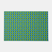 Paillasson Motif géométrique Abstrait rétro en bleu et vert (Devant)
