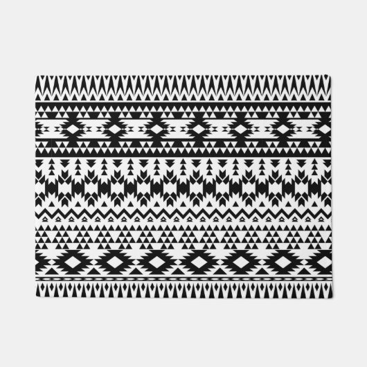 Paillasson Motif géométrique Aztec noir et blanc (Devant)