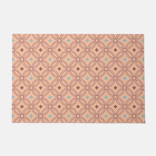 Paillasson Motif géométrique interversible rose et bleu rétro (Devant)