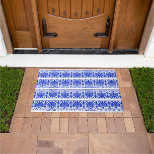 Paillasson Motif grec méditerranéen bleu