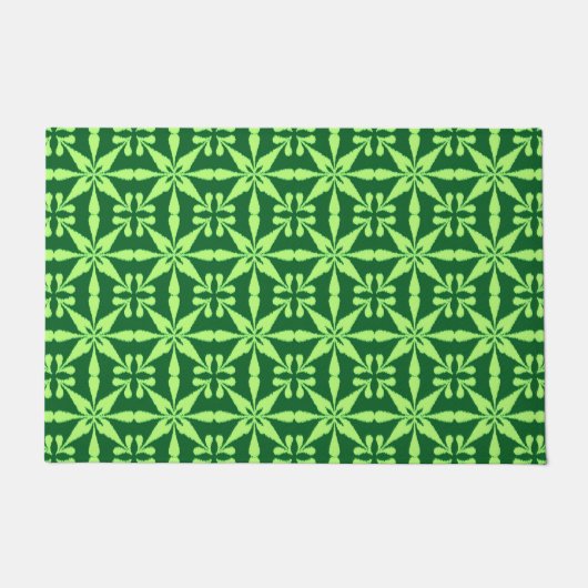 Paillasson Motif Ikat Star, chaux et vert foncé (Devant)