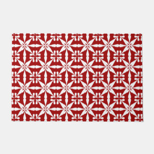 Paillasson Motif Ikat Star, rouge foncé et blanc