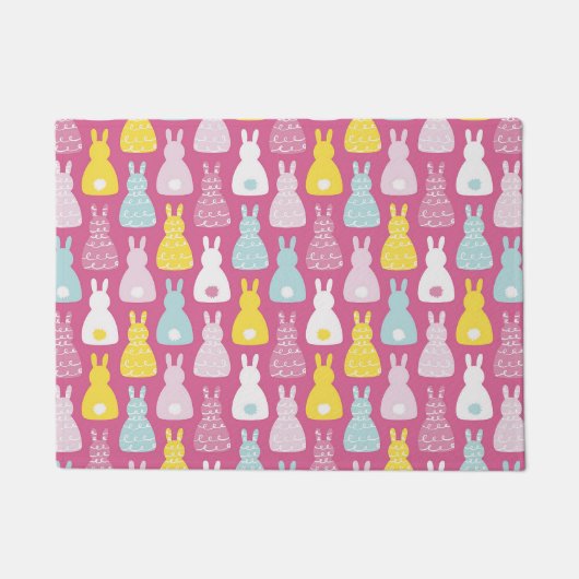Paillasson Motif lapin lapin de Pâques rose mignon (Devant)