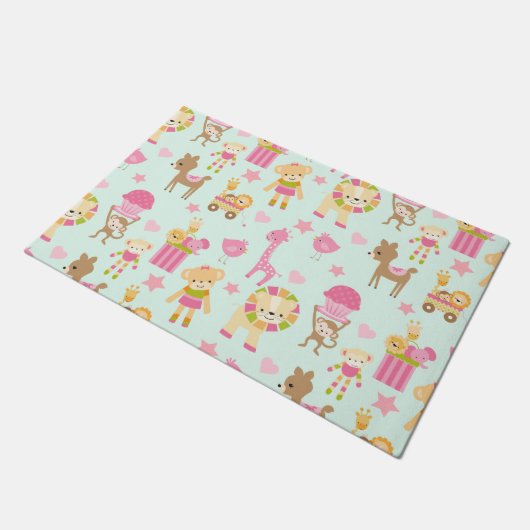 Paillasson Motif mignon avec Animaux et Jouets heureux (Incliné)
