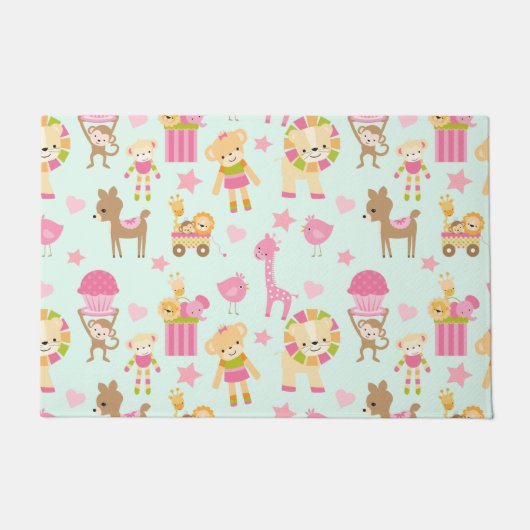 Paillasson Motif mignon avec Animaux et Jouets heureux (Devant)