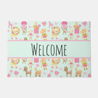 Motif mignon avec des animaux et jouets heureux Bi
