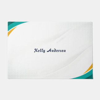 Paillasson Motif Moderne Vert et Jaune avec Signature Personn