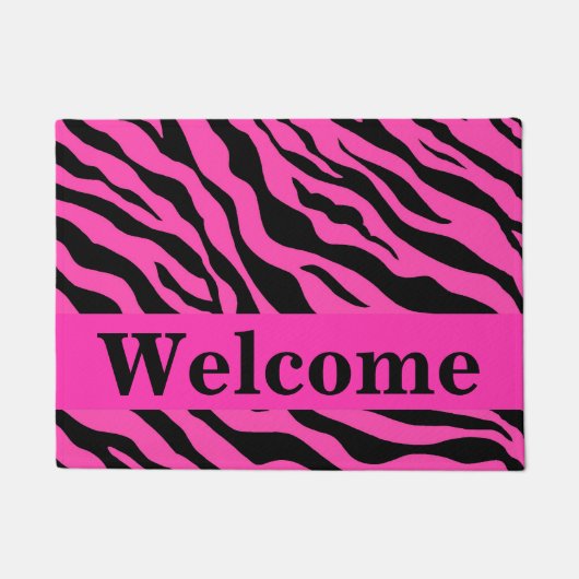 Paillasson Motif noir blanc rose chaud Zebra Peau Accueil (Devant)