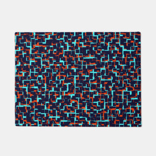 Paillasson Motif numérique Camo bleu et orange