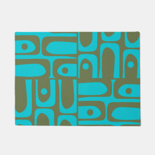 Paillasson Motif Olive Turquoise moderne du milieu du siècle