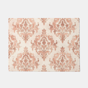 Paillasson Motif ornemental aquarelle damassé pêche chaud
