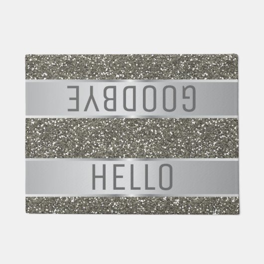 Paillasson Motif Parties scintillant argent Bonjour Adieu (Devant)
