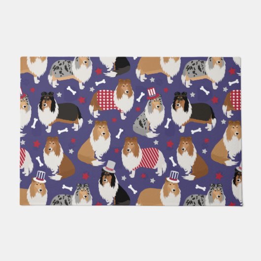 Paillasson Motif Patriotique Rough Collie (Devant)