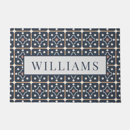 Paillasson Motif personnalisé en carreaux bleus (Devant)