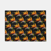 Paillasson Motif Plante Orange Bird of Paradise sur Noir (Devant)