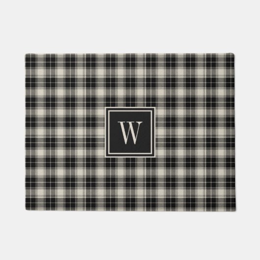 Paillasson Motif plat noir classique avec Monogramme (Devant)