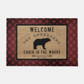 Paillasson Motif Rustique Plaid Bear Cabine de bienvenue à Wo (Devant)