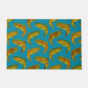 Paillasson Motif sans couture de truite arc-en-ciel de la feu