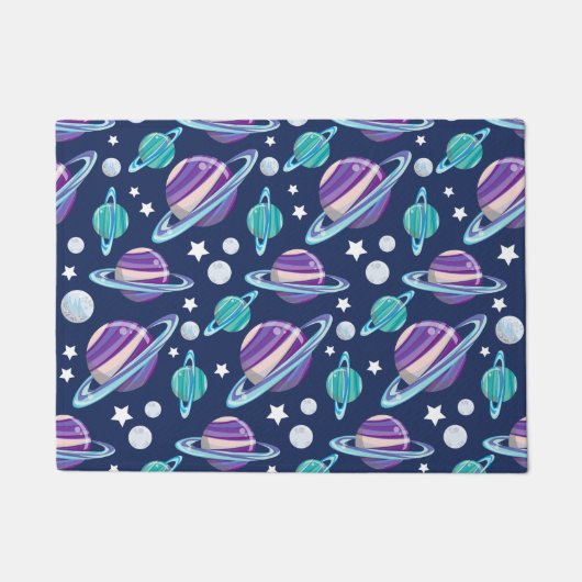 Paillasson Motif spatial, Planètes, Étoiles, Galaxie, Cosmos (Devant)