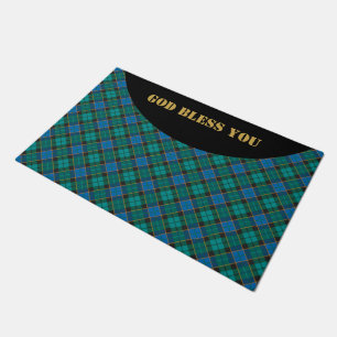 Paillasson Motif Tartan plaids - bleu traditionnel vert