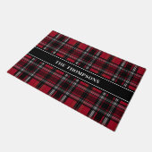 Paillasson Motif Tartan Rouge Et Noir Avec Texte (Incliné)