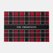 Paillasson Motif Tartan Rouge Et Noir Avec Texte (Devant)