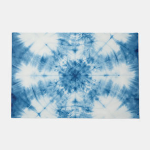 Paillasson Motif Tie & Dye Shibori Bleu Indigo