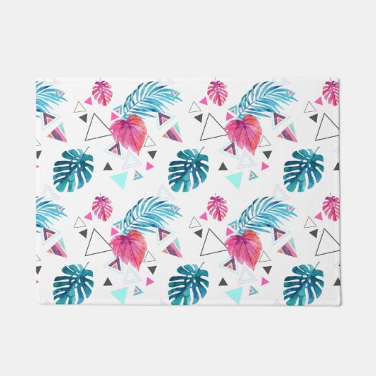 Paillasson Motif triangulaire de feuilles tropicales (Devant)
