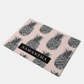 Paillasson Motif Tropical Grey & Rose Ananas Avec Nom (Incliné)