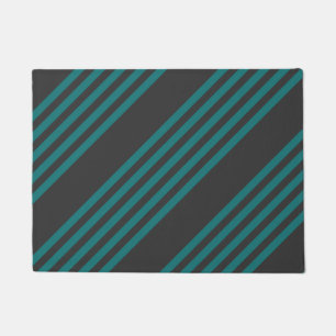 Paillasson motif turquoise et charbon de bois à cinq bandes