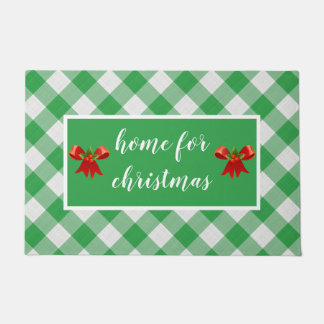 Paillasson Motif vert En vichy maison pour Noël personnalisé