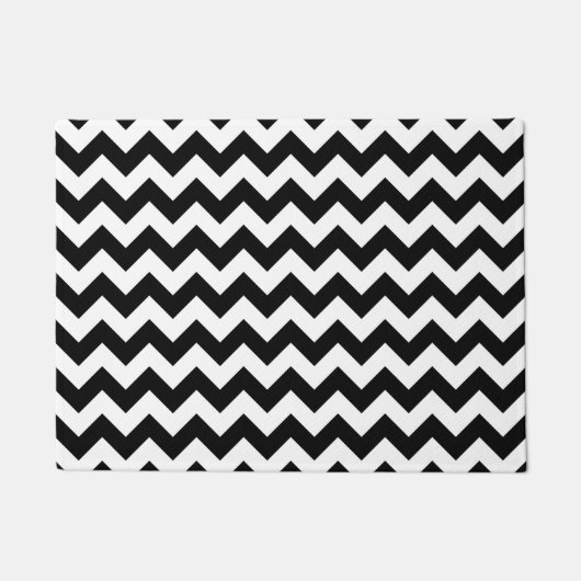 Paillasson Motif Zigzag noir et blanc, Motif Chevron (Devant)