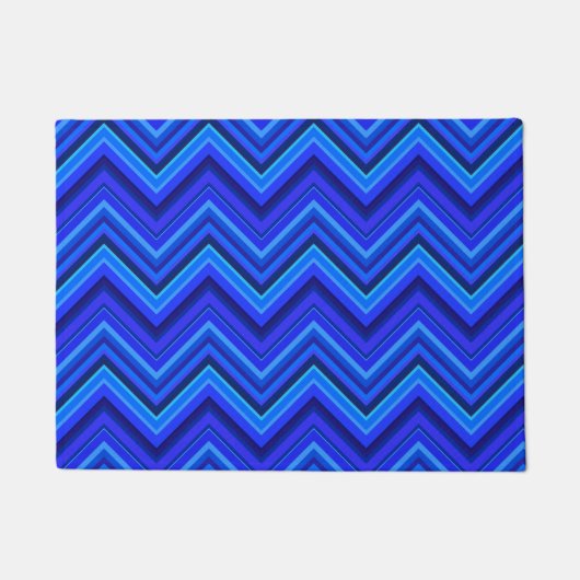 Paillasson Motif zigzag rayures bleues (Devant)