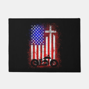 Paillasson Moto Vintage Drapeau USA Foi Chrétienne pour Bi