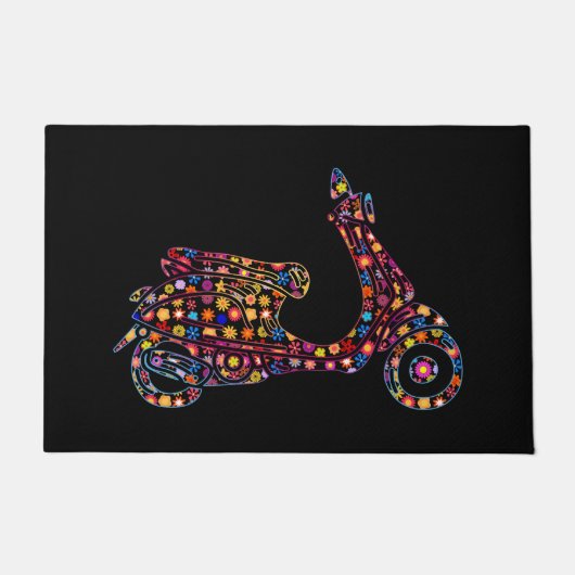 Paillasson Motocyclette à moteur à fleurs (Devant)