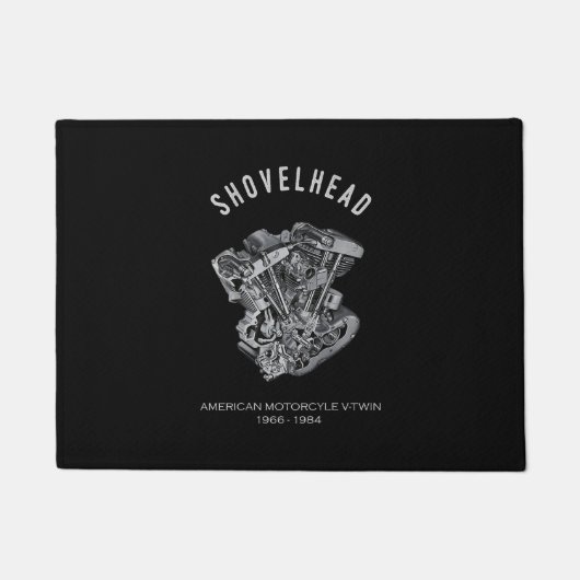 Paillasson Motocyclette HD Vtwin Shovelhead Engine Dessin Vél (Devant)