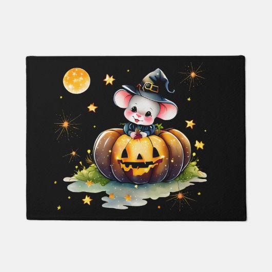 Paillasson Mousey Witch Halloween Porte Mat Arrière - plan no (Devant)