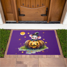 Mousey Witch Porte d'Halloween Mat Arrière - plan 