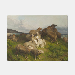 Paillasson Moutons dans un pré (par August Friedrich Schenck)