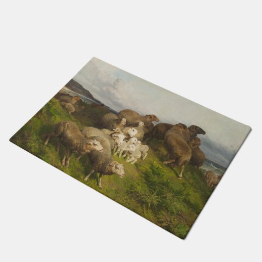 Paillasson Moutons dans un pré (par August Friedrich Schenck) (Incliné)